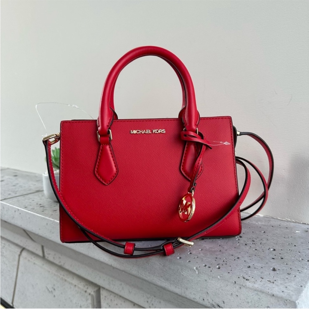 NWT-Michael Kors Small Leather Red Tote with Shoulder Strap and Dust Bag